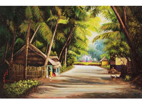 oil painting village